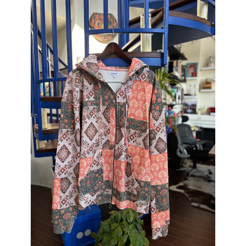 Profound Aesthetic Patchwork Zip Hoodie Size L